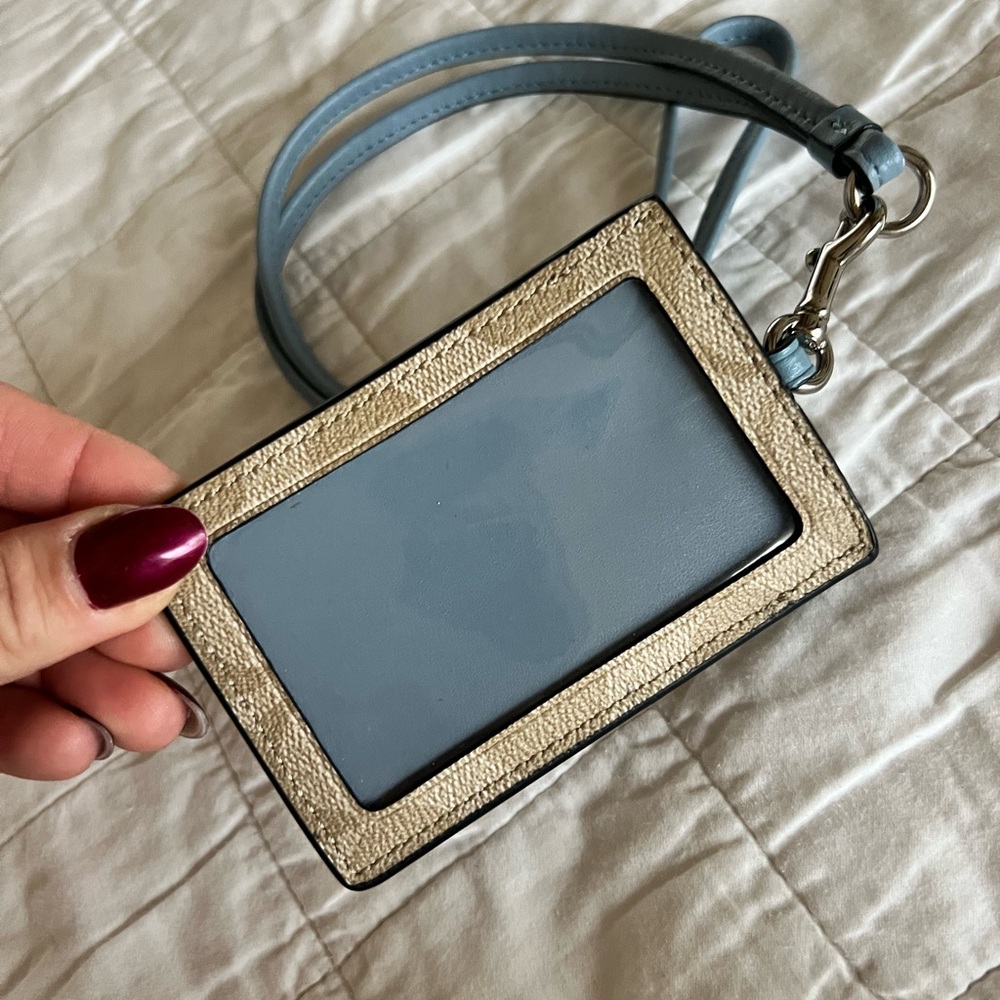 Coach Blue and Tan Lanyard Card Holder wallet - Picture 3 of 6